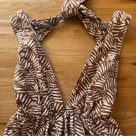 House of Harlow 1960 Tropical Leaf Plunge Linen Mini Dress Revolve Size Small - Picture 7 of 11